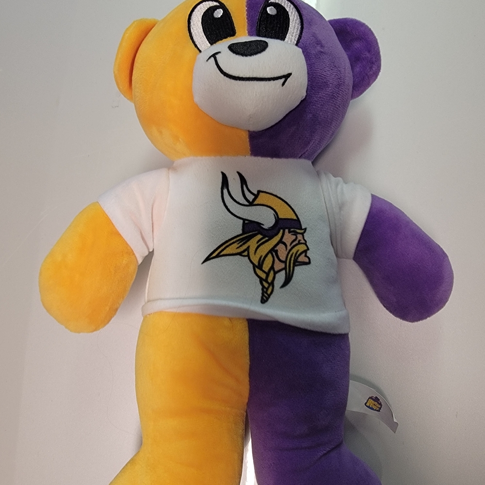 Vibrant Minnesota Vikings Yellow and Purple Stuffed Bear